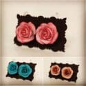 Beautiful Handmade Vintage Rose Studs.