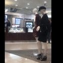 LIVING MANNEQUIN SURPRISES HOLIDAY SHOPPERS AT THE MALL
