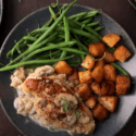 Pan-Fried Chicken In A Creamy White Wine & Garlic Sauce