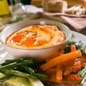 Roasted Pepper Hummus With Crispy Vegetables