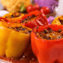 Stuffed Bell Peppers With Enchilada Sauce