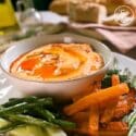 Roasted Pepper Hummus With Crispy Vegetables