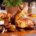 Peri Peri Chicken With Roasted Potatoes And Braised Red Cabbage