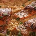 Delicate Pan Fried Salmon With Creamy Lemon Orzo