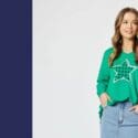 Gorgeous Cheryl In Green Star V Neck Knit: Beetees Nelson