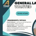 General Labourer Wanted: A-Temp Recruitment