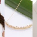 Sophisticated And Modern, A Delicate Row Of Small Freshwater Pearls Sit In A 9ct Solid Gold Crescent.: Louise Douglas Jewellery