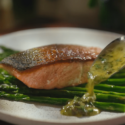 Crispy Salmon With Garlic Buttery Lemon Sauce