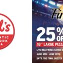 SAL’S NBA FINALS – 25% OFF LARGE PIZZAS [In-store Only] |